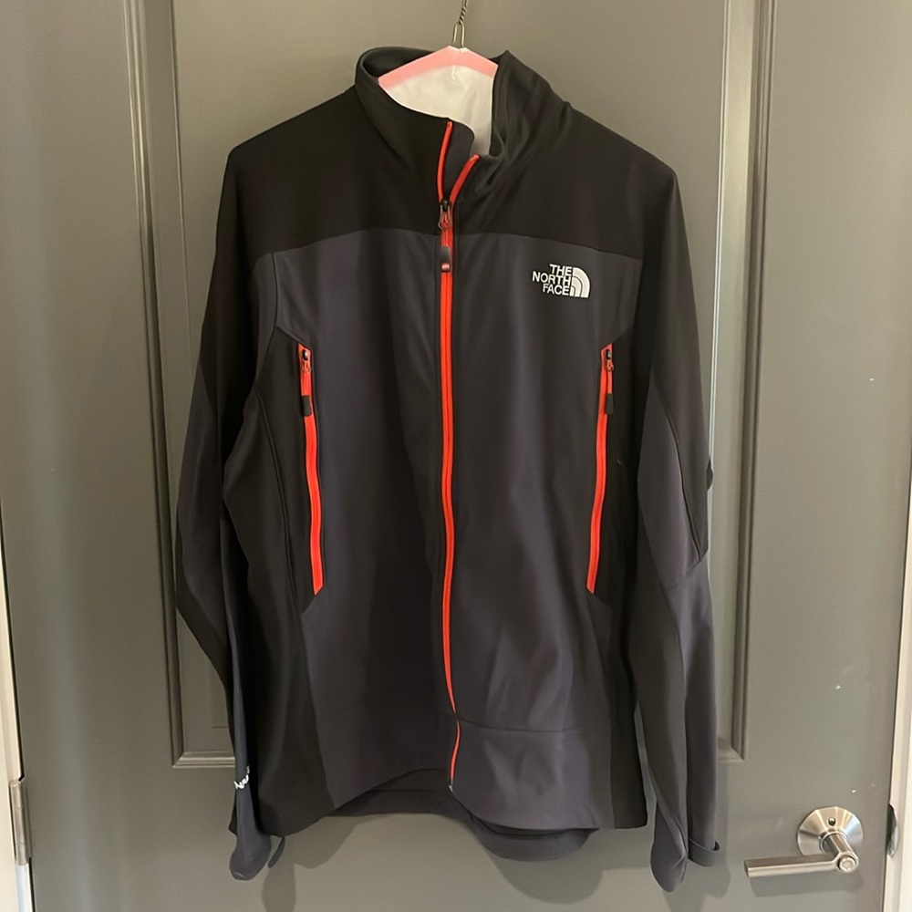 North Face Summit Series Gray Red Zip Lightweight Jacket